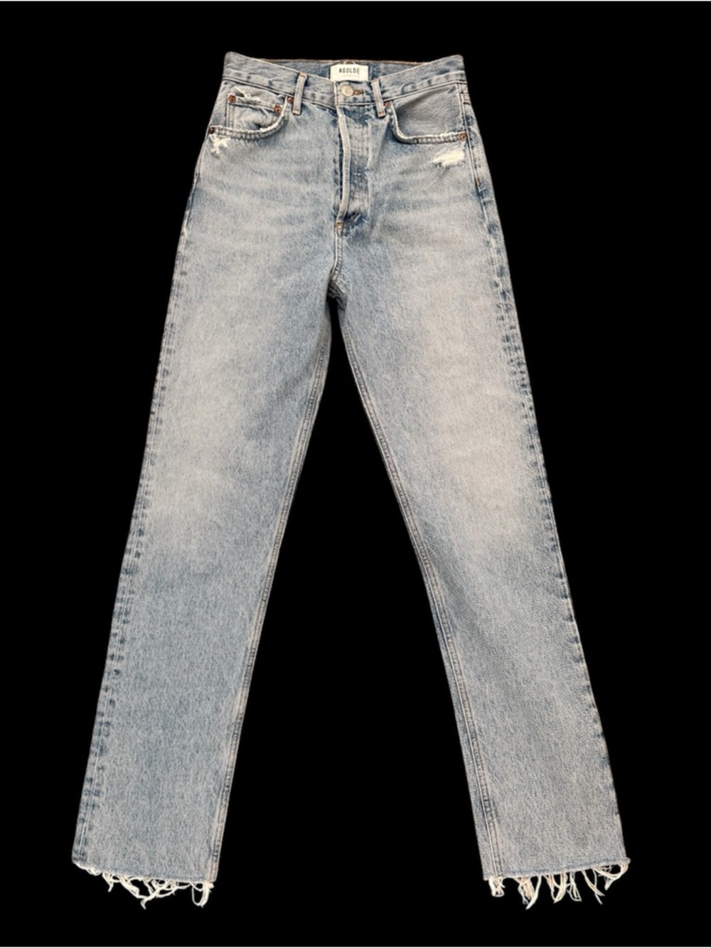 AGOLDE 90’s Pinch Waist Straight Leg Jeans Distressed Light Wash Size 24